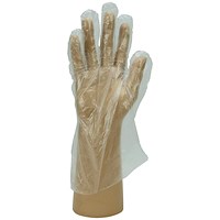 Shield GD52 Clear Smooth Polythene Disposable Gloves, Size Large, Clear, Pack of 100