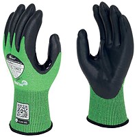 Polyco Polyflex Eco Cut Nitrile Palm Coated Hydrophobic Treated Gloves, 2XL, Green and Black, Pack of 10