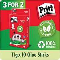 Pritt Stick Glue, Standard, 11g, Pack of 10 - 3 Pack Saver Bundle