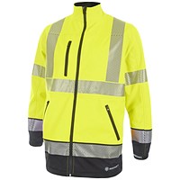 Beeswift High Visibility Two Tone Softshell Jacket, Saturn Yellow & Navy Blue, Medium