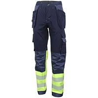 Beeswift High Visibility Two Tone Trousers, Saturn Yellow & Navy Blue, 34T
