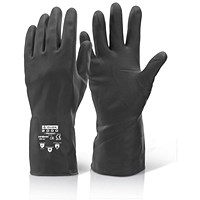 Beeswift House Hold Heavy Weight Rubber Gloves, Black, Large