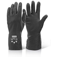 Beeswift House Hold Heavy Weight Rubber Gloves, Black, XL