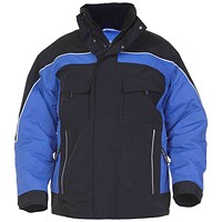 Hydrowear Rimini Simply No Sweat Waterproof Fixed Lining Pilot Jacket, Black & Royal Blue, Medium