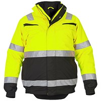 Hydrowear Morpeth Multi Cvc Waterproof High Visibility Fixed Lining Pilot Jacket, Saturn Yellow & Black, Small