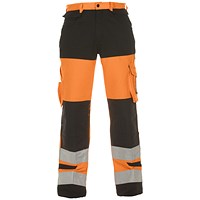 Hydrowear Hertford High Visibility Two Tone Trousers, Orange & Black, 28