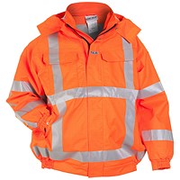 Hydrowear Moers Flame Retardant Anti-Static High Visibility Waterproof Pilot Jacket, Orange, Large