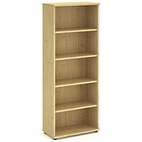 Impulse Extra Tall Bookcase, 4 Shelves, 2000mm High, Maple