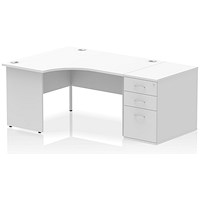 Impulse 1400mm Corner Desk with 800mm Desk High Pedestal, Left Hand, Panel End Leg, White