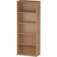 Impulse Extra Tall Bookcase, 4 Shelves, 2000mm High, Oak