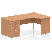 Impulse 1400mm Corner Desk with 800mm Desk High Pedestal, Right Hand, Panel End Leg, Oak