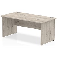 Impulse 1600mm Rectangular Desk, Panel End Leg, Grey Oak