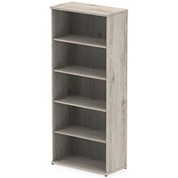 Impulse Extra Tall Bookcase, 4 Shelves, 2000mm High, Grey Oak