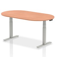 Impulse Sit-Standing Boardroom Table, 1800mm, Silver Leg, Beech