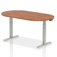 Impulse Sit-Standing Boardroom Table, 1800mm, Silver Leg, Walnut