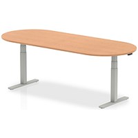 Impulse Sit-Standing Boardroom Table, 2400mm, Silver Leg, Oak