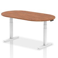 Impulse Sit-Standing Boardroom Table, 1800mm, White Leg, Walnut