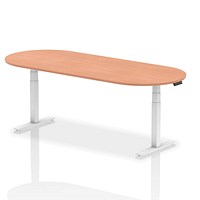 Impulse Sit-Standing Boardroom Table, 2400mm, White Leg, Beech