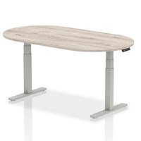 Impulse Sit-Standing Boardroom Table, 1800mm, Silver Leg, Grey Oak