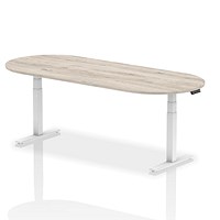 Impulse Sit-Standing Boardroom Table, 2400mm, White Leg, Grey Oak