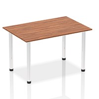 Impulse Rectangular Table, 1400mm, Walnut, Chrome Post Leg