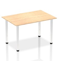 Impulse Rectangular Table, 1400mm, Maple, Chrome Post Leg