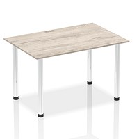 Impulse Rectangular Table, 1400mm, Grey Oak, Chrome Post Leg