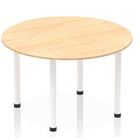 Impulse Circular Table, 1200mm, Maple, White Post Leg