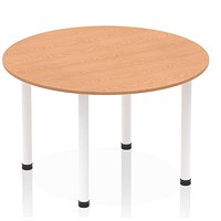 Impulse Circular Table, 1200mm, Oak, White Post Leg