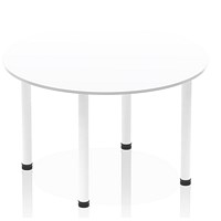 Impulse Circular Table, 1200mm, White, White Post Leg