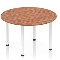 Impulse Circular Table, 1200mm, Walnut, White Post Leg