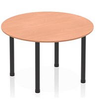 Impulse Circular Table, 1200mm, Beech, Black Post Leg