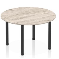 Impulse Circular Table, 1200mm, Grey Oak, Black Post Leg