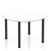 Impulse Circular Table, 1200mm, White, Black Post Leg