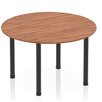 Impulse Circular Table, 1200mm, Walnut, Black Post Leg