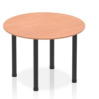 Impulse Circular Table, 1000mm, Beech, Black Post Leg