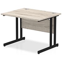 Impulse 1000mm Rectangular Desk, Black Cantilever Leg, Grey Oak