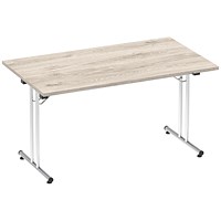 Impulse Rectangular Folding Table, 1400mm, Grey Oak
