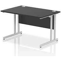 Impulse 1200mm Rectangular Desk, Silver Cantilever Leg, Black