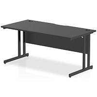 Impulse 1600mm Rectangular Desk, Black Cantilever Leg, Black