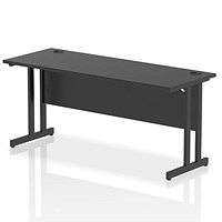 Impulse 1600mm Slim Rectangular Desk, Black Cantilever Leg, Black