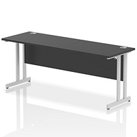 Impulse 1800mm Slim Rectangular Desk, Silver Cantilever Leg, Black