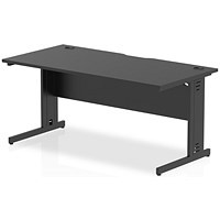 Impulse 1600mm Rectangular Desk, Black Cable Managed Leg, Black