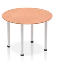 Impulse Circular Table, 1000mm, Beech, Silver Post Leg