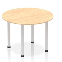 Impulse Circular Table, 1000mm, Maple, Silver Post Leg