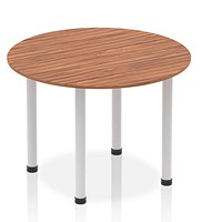 Impulse Circular Table, 1000mm, Walnut, Silver Post Leg