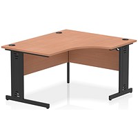 Impulse 1400mm Corner Desk, Right Hand, Black Cable Managed Leg, Beech