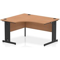 Impulse 1400mm Corner Desk, Left Hand, Black Cable Managed Leg, Oak