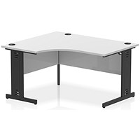 Impulse 1400mm Corner Desk, Left Hand, Black Cable Managed Leg, White