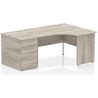 Impulse 1400mm Corner Desk with 800mm Desk High Pedestal, Right Hand, Panel End Leg, Grey Oak